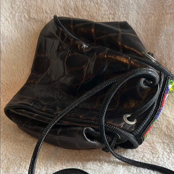 Vintage Claudia Beaded Black Leather Women's Bag - Picture 4 of 15